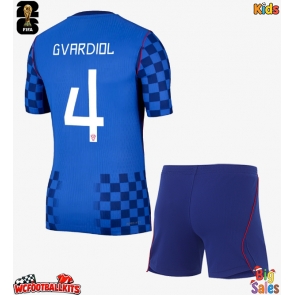 Croatia Josko Gvardiol #4 Replica Away Stadium Kit for Kids World Cup 2026 Short Sleeve (+ pants)